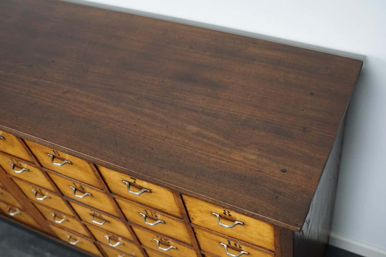 Dutch industrial apothecary cabinet in beech and oak 1940s