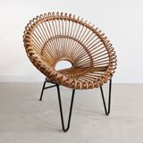 French Rattan Lounge Chair 1960s