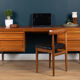 Commode de bureau rétro en noyer et palissandre par John Herbert