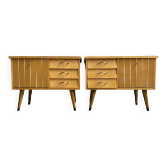 Set night stands wood and glass top