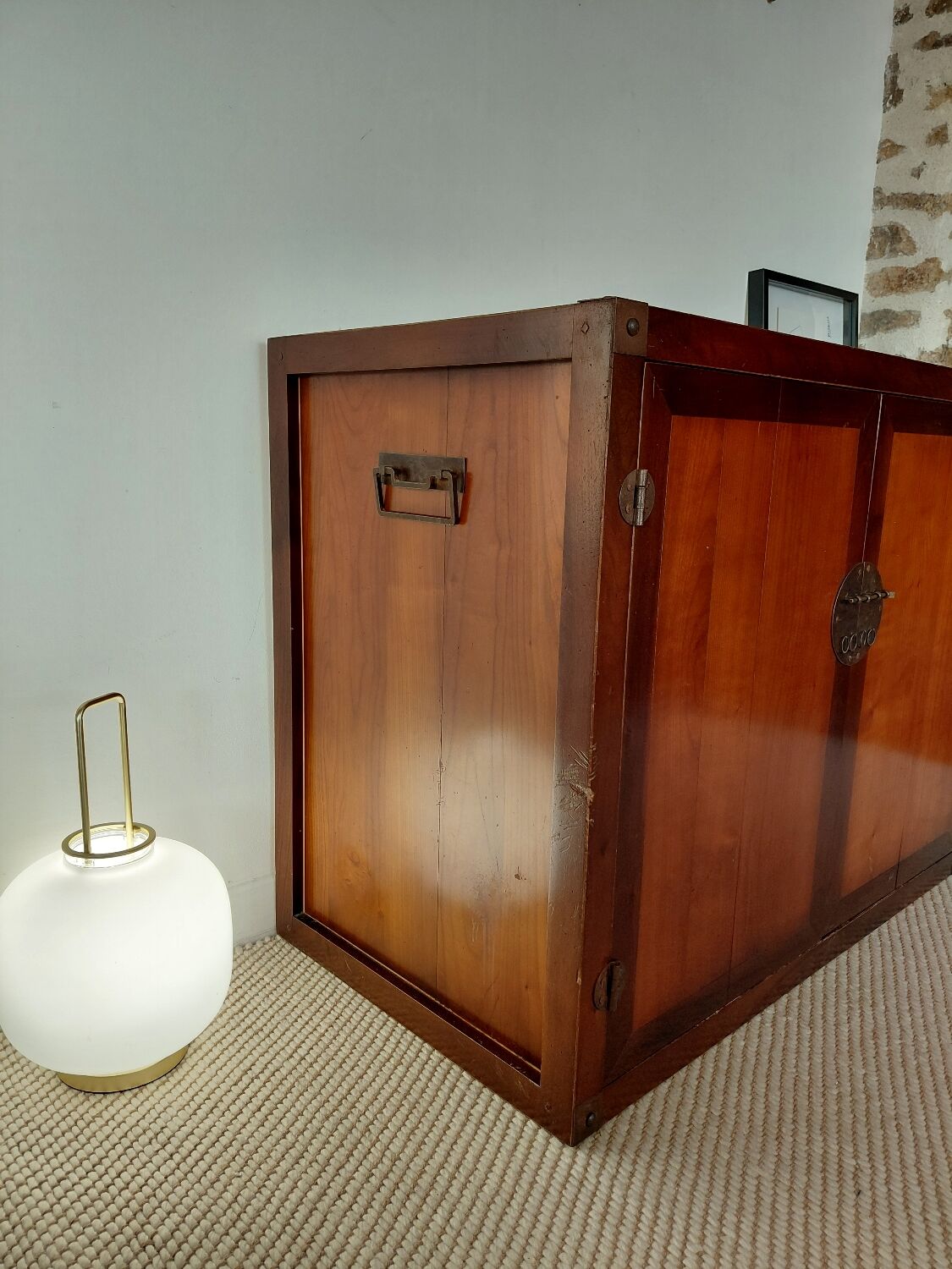 Buffet under Roche Bobois in wood, Chinese/Asian vintage furniture.