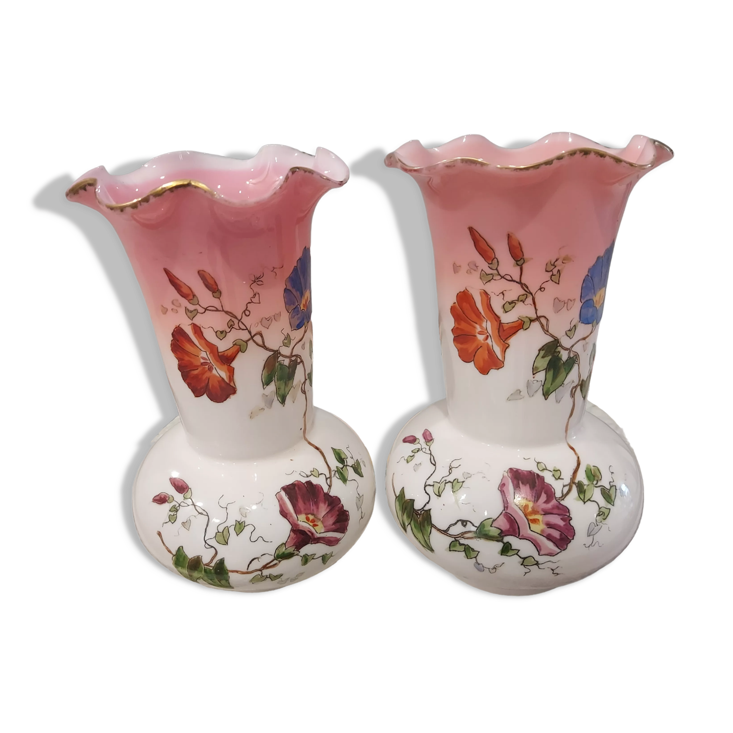 Pair of art deco opaline vases from the 1930s