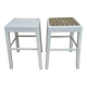 Paire de tabourets en bois, patine blanche, vers 1950