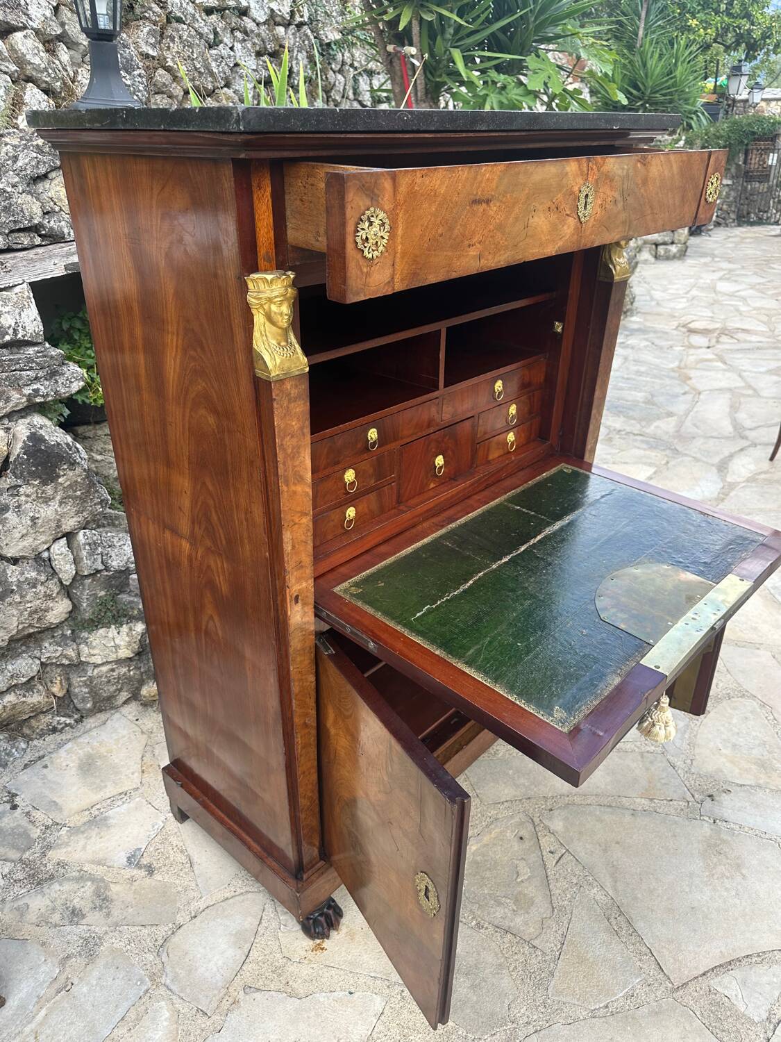 Empire period mahogany burl secretary from Egypt