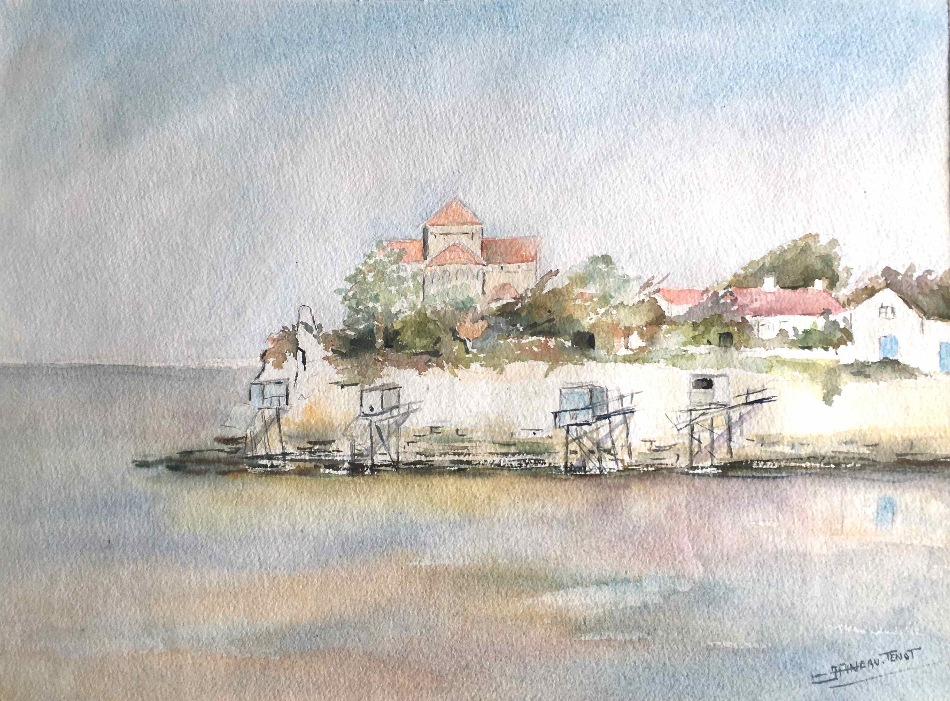 Aquarelle estuaire de la Gironde
