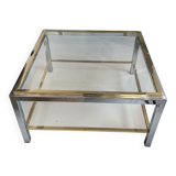Square glass coffee table attributed to Willy Rizzo, 1970s.