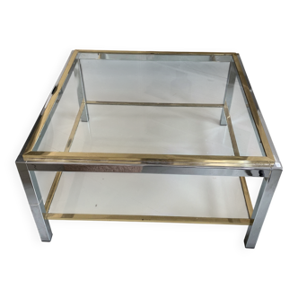Square glass coffee table attributed to Willy Rizzo, 1970s.