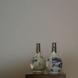 Two chinese porcelain and silver gourds