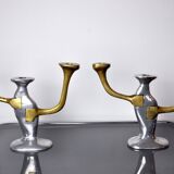 Pair of brutalist candle holders by David Marshall, 1980, Spain