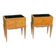 Vintage pair of bedside tables from the 1950s in sycamore and a mirror.
