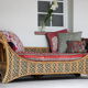 Large Polychrome Rattan Sofa - Orientalist