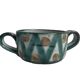 Robert Picault, bowl with two handles, polychrome earthenware, 20th century.