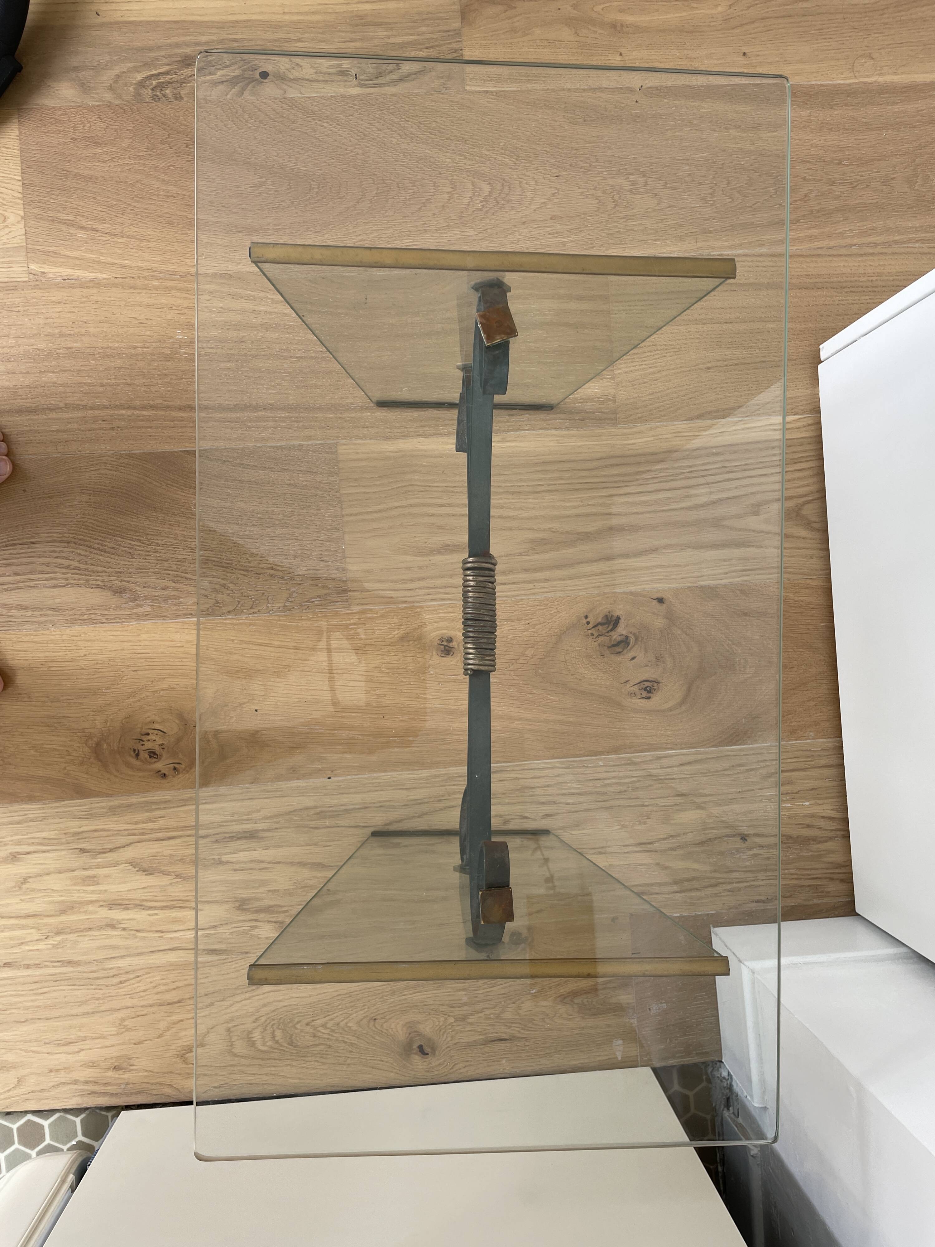 Glass and Wrought Iron Coffee Table, Italy 1960