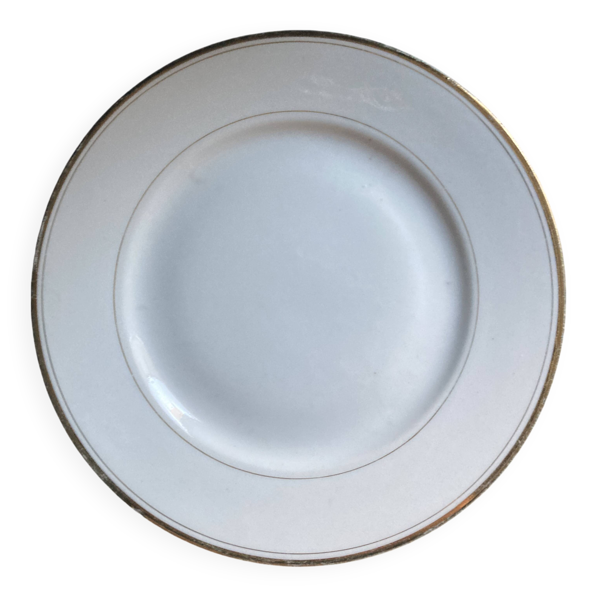 LCS Porcelaine Limoges pedestal dish in white porcelain with gold edging
