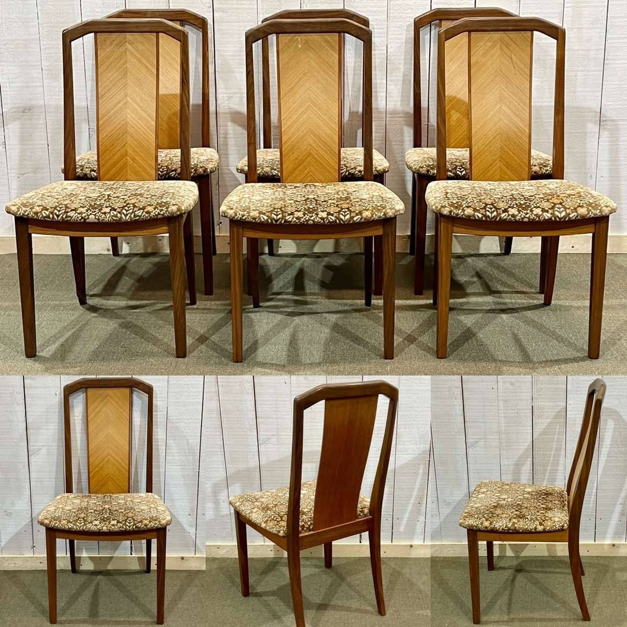 Set of 6 G-Plan teak chairs from the 1970s.