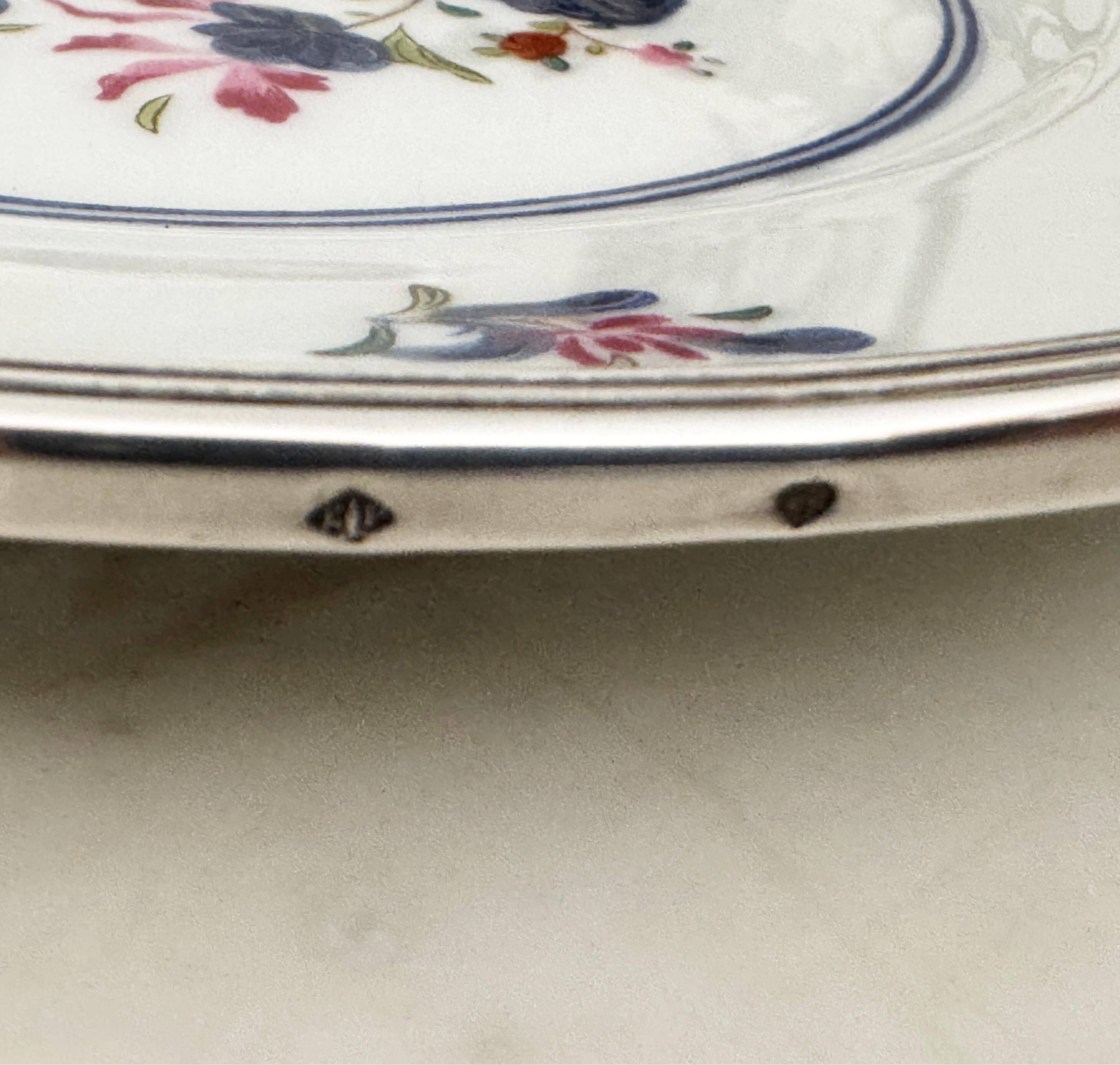 Puiforcat & Raynaud Limoges dessert plate, Chen Yang decoration, 18th century China