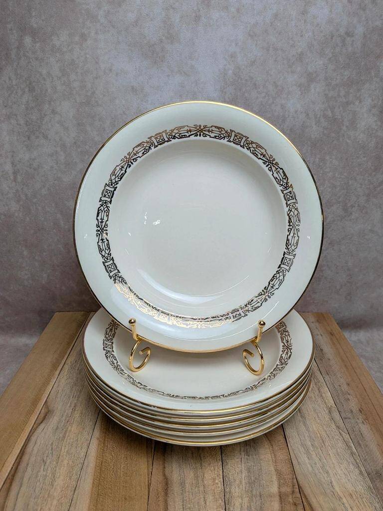Lot de 6 assiettes creuses Villeroy & Boch – décor doré vintage