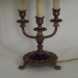 French Empire Style 3 Light Boulotte Table Lamp with Lion Feet and Shade