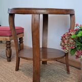 Table d'appoint double plateau en bois massif style art déco