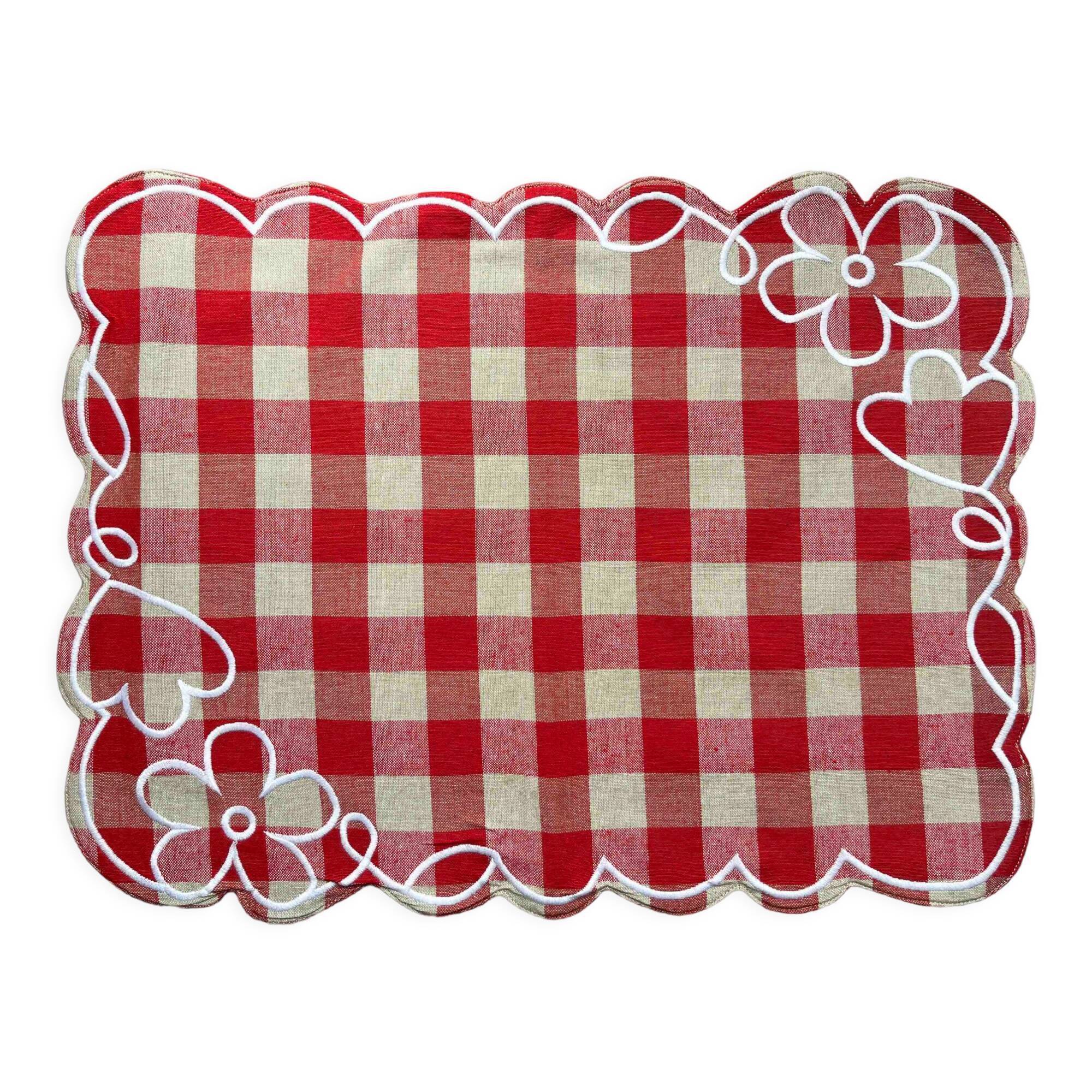 Vichy fleur placemat rouge