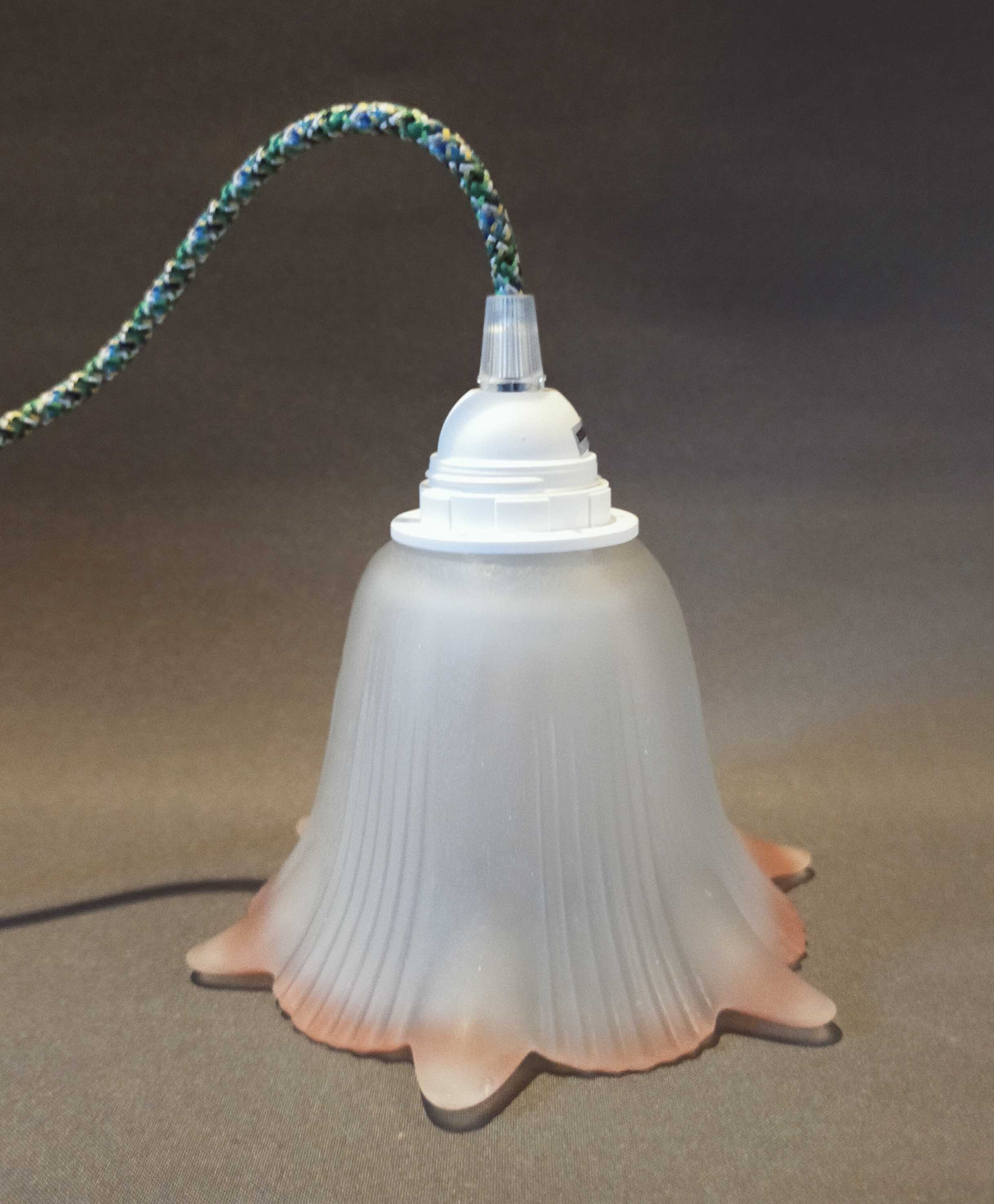 Tulip opaque glass border pink green cable