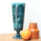 Blue chalice-style vase by Jean Robert Forget, 70s