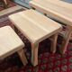 Vintage light wood nesting trio table