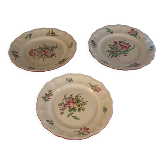 3 assiettes plates luneville KG