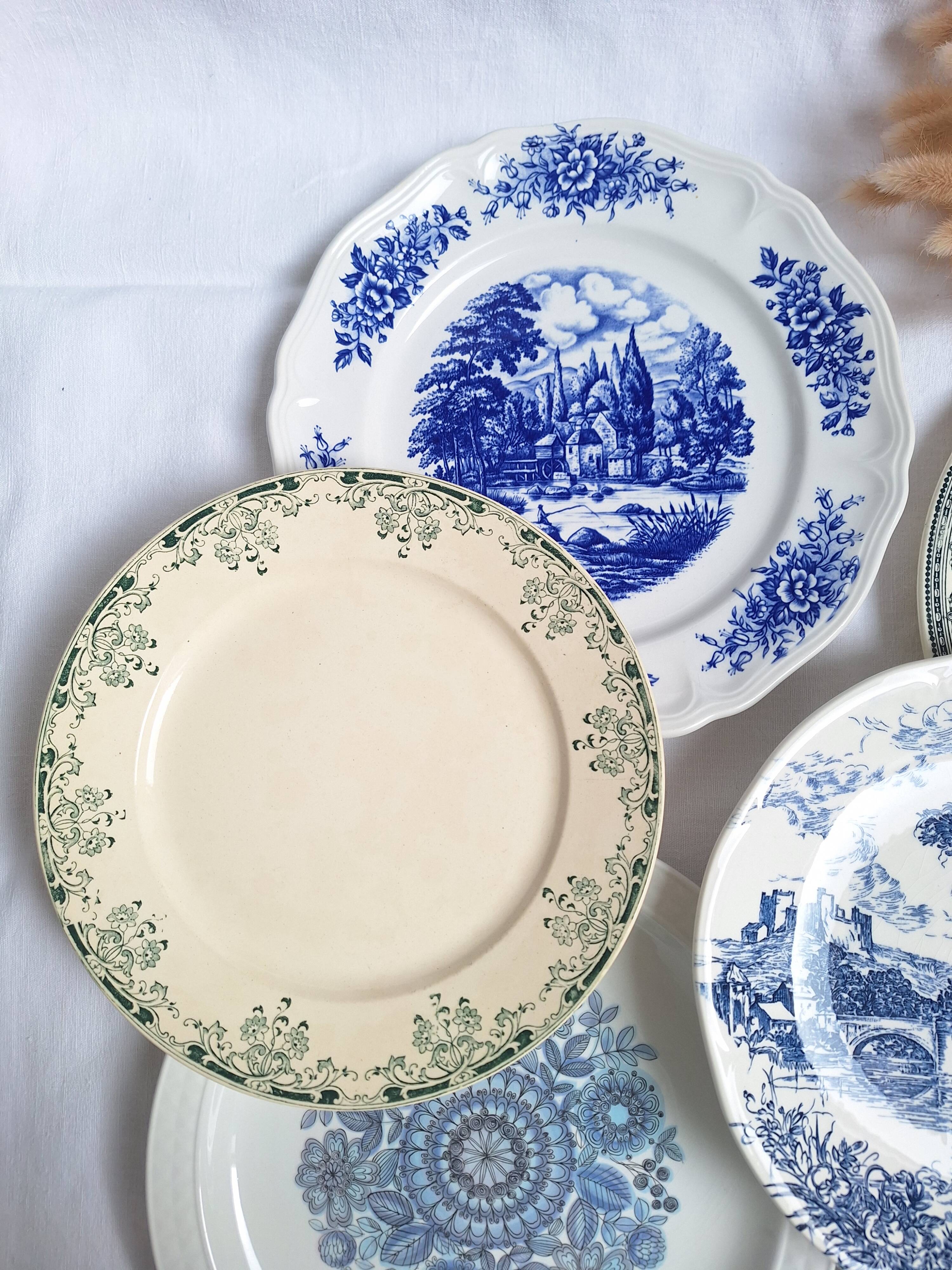 Vintage blue green dinner plates
