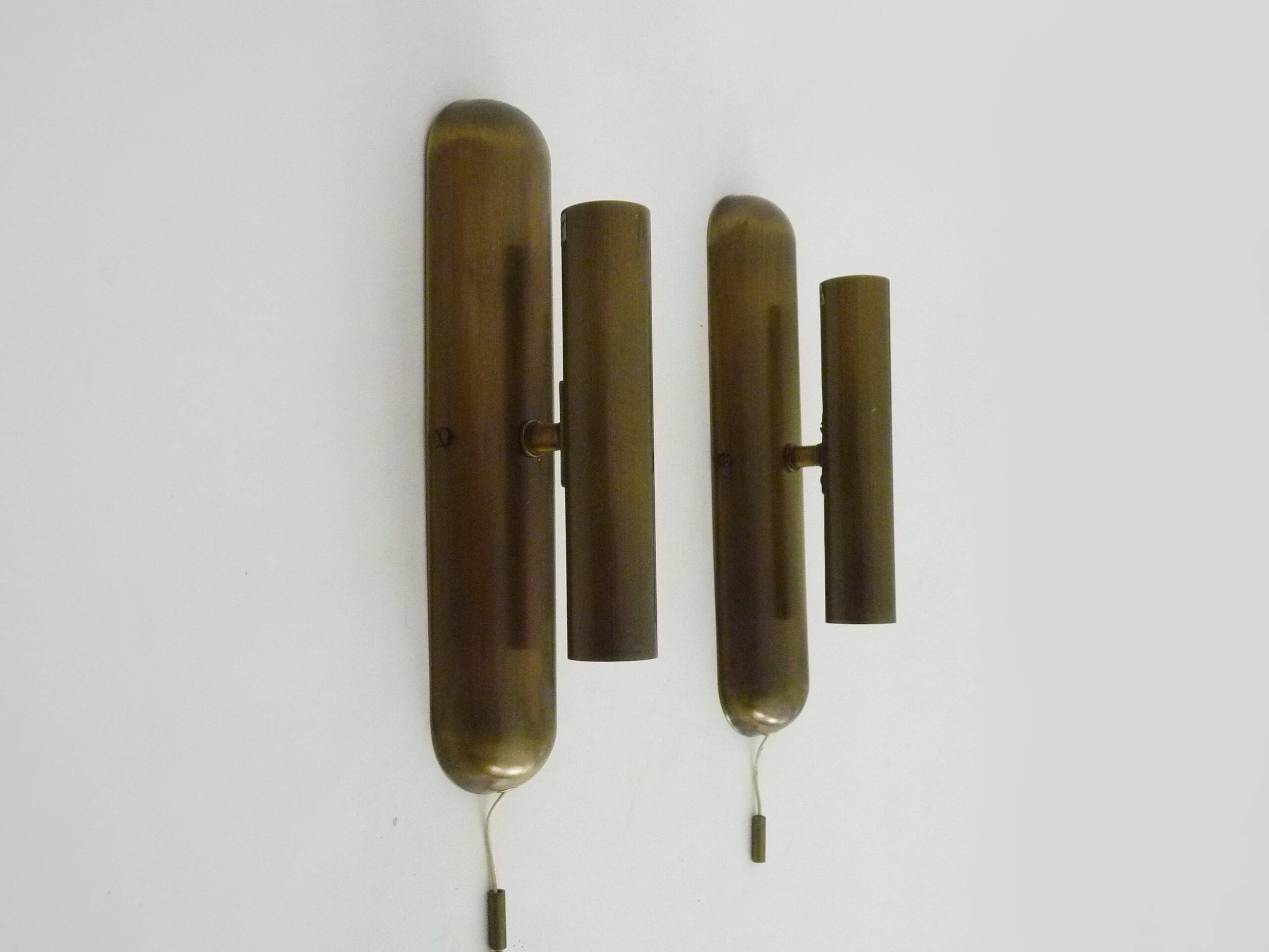 Pair of Je Fassung brass 2-light wall lights made in Germany
