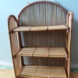 Wicker rattan wall shelf