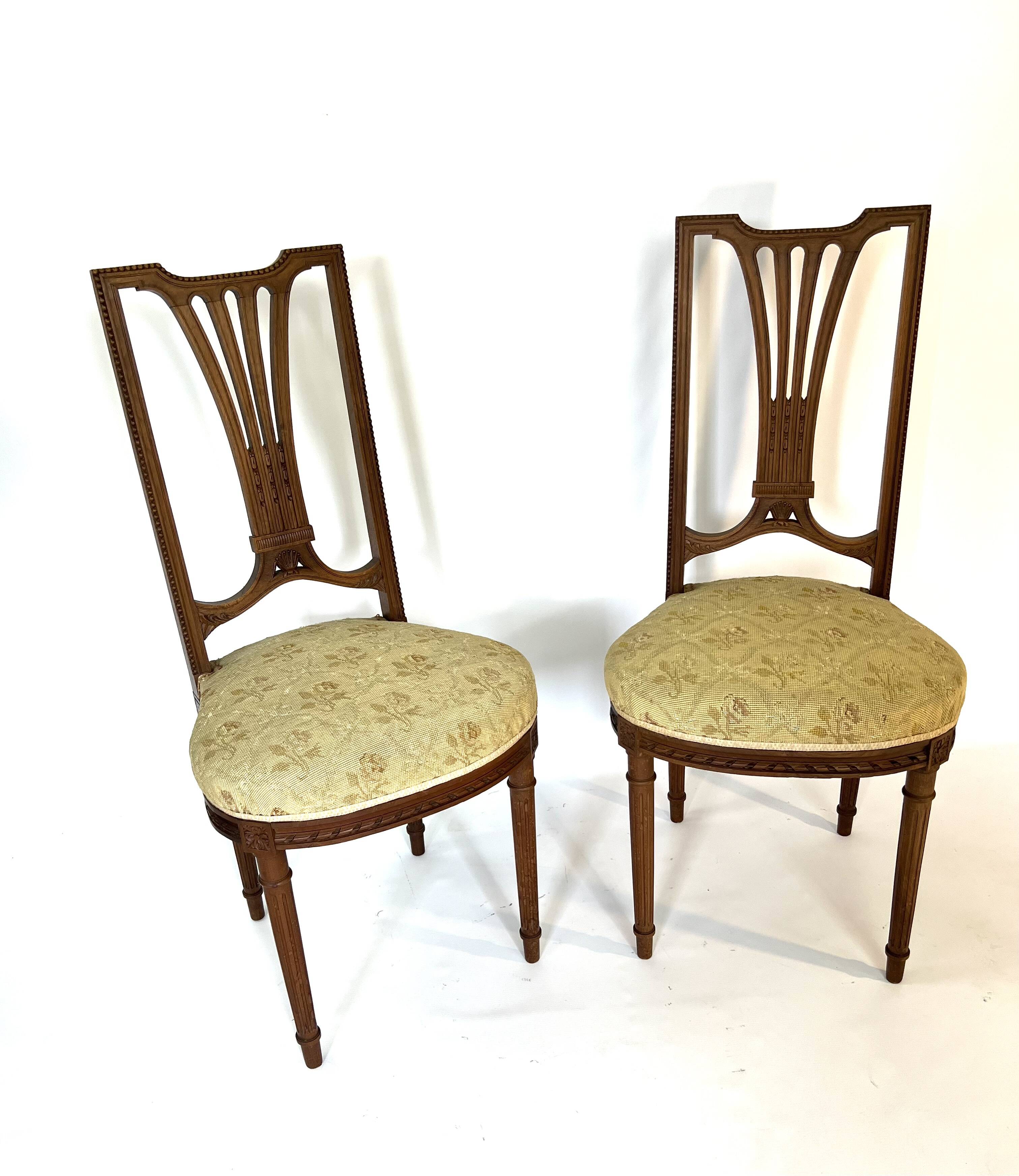 Pair of Louis XVI style side chairs