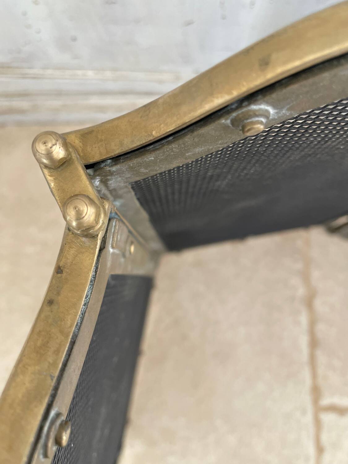 Italian brass fire screen with 4 panels