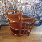 Pair of rattan corner shelves