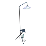 Lampadaire en métal noir, abat-jour mauve et vert, 1960