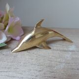 Golden Brass Dolphin Figurine, Dolphin Paperweight Desk Decoration