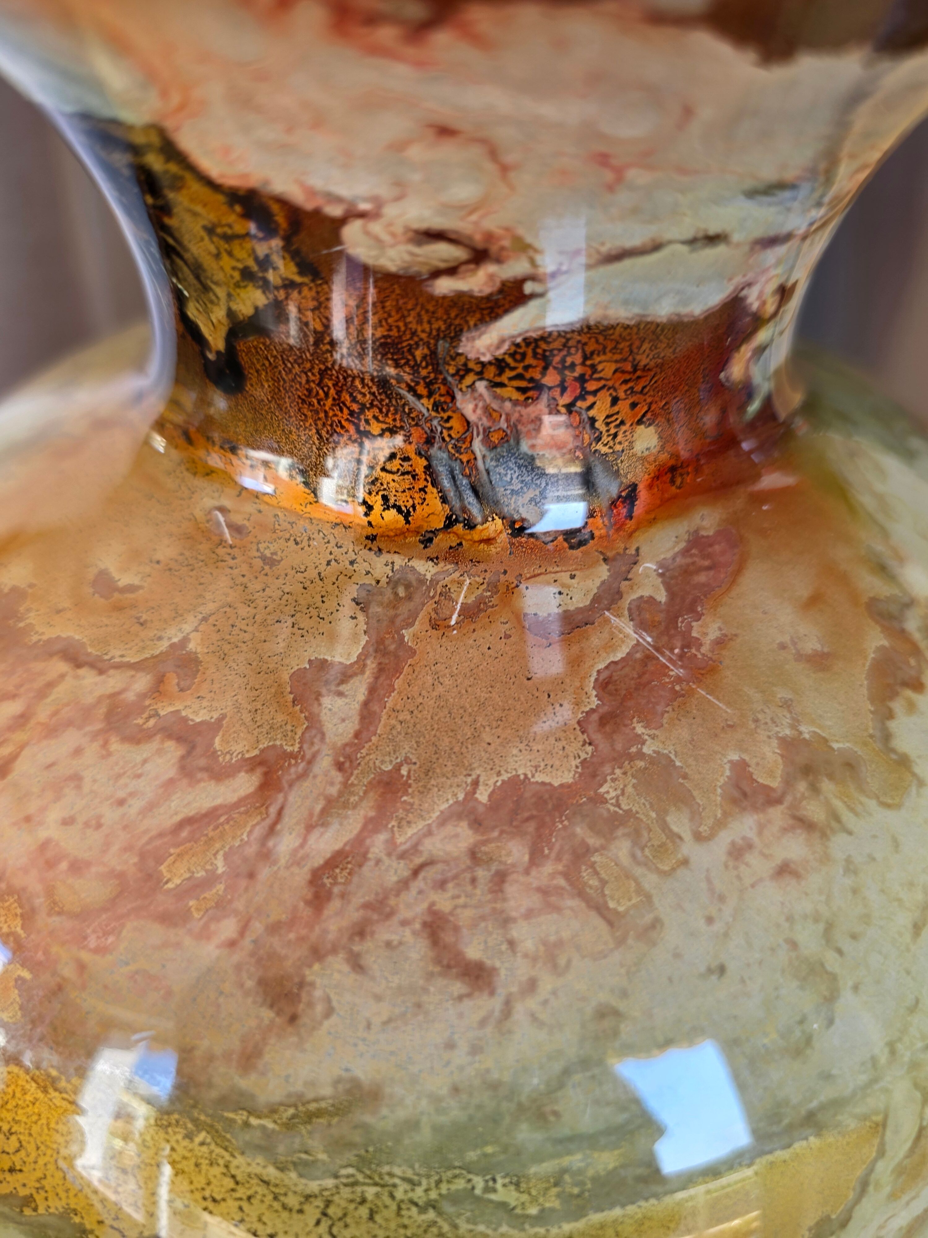 Large Art Vase Lacquered on Glass Jean-Noël Bouillet