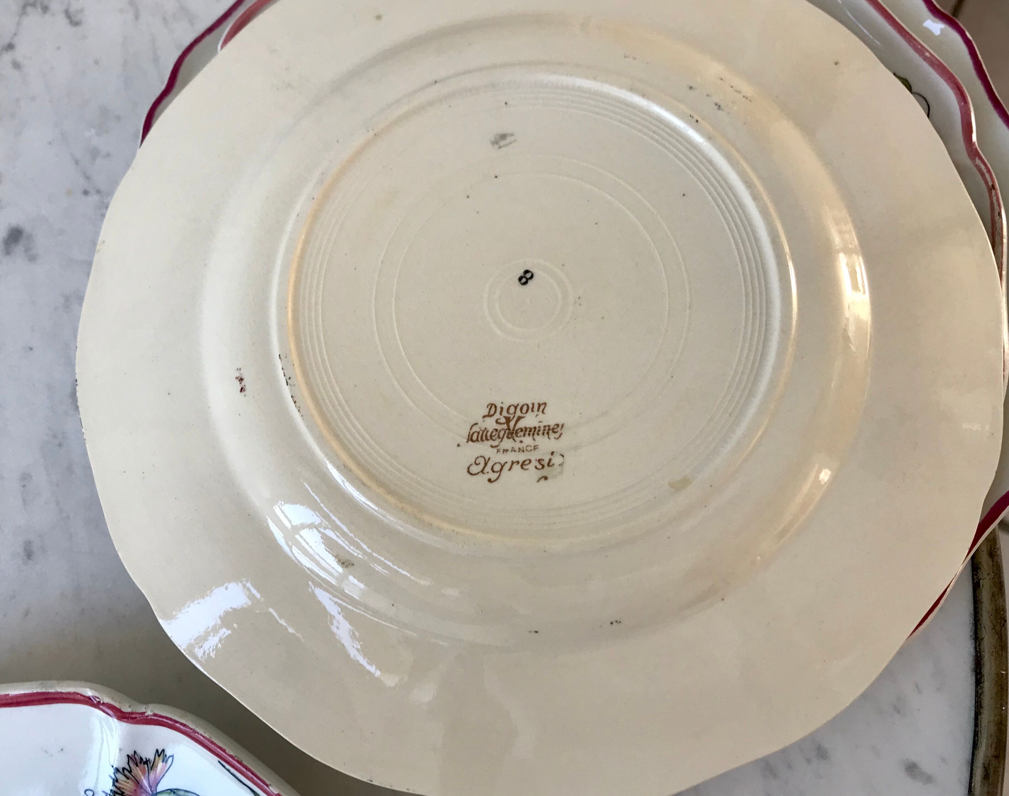 Set of 5 flat plates mismatched Digoin Sarreguemines and Saint-Amand 60s