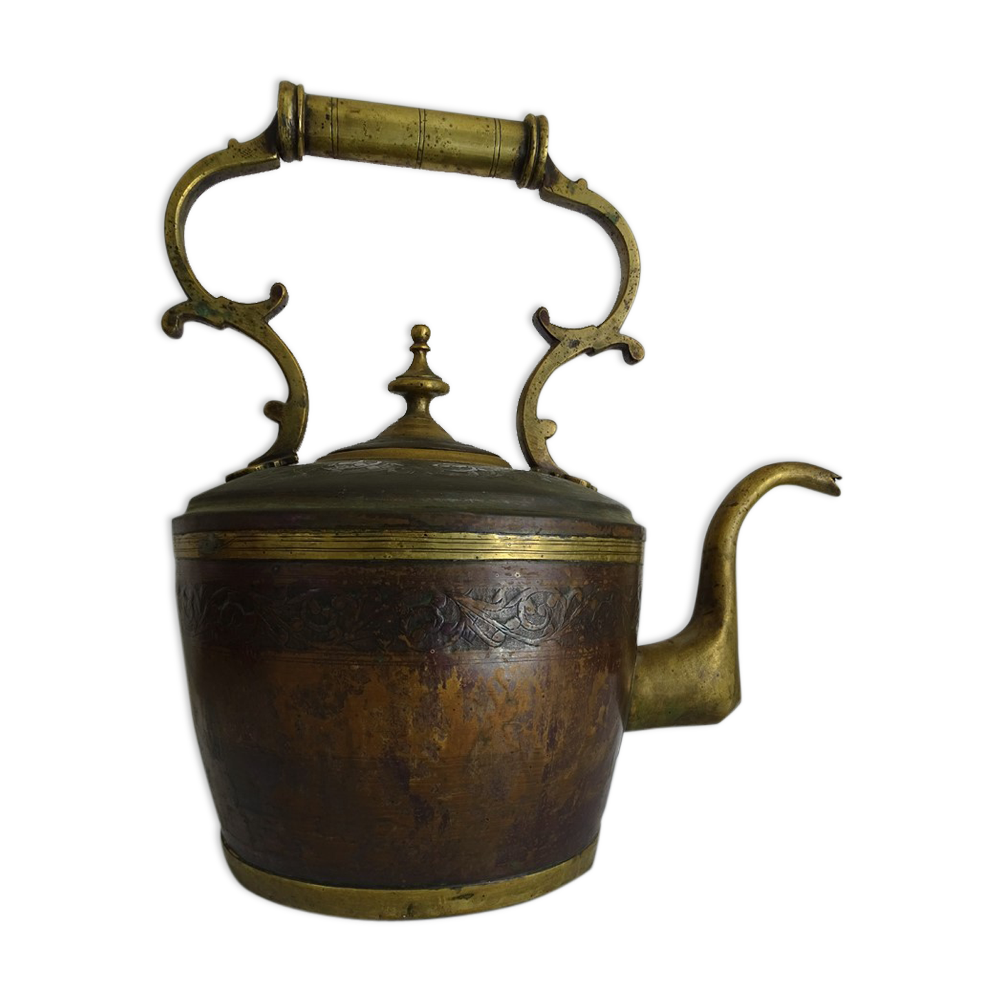 Copper and brass kettle