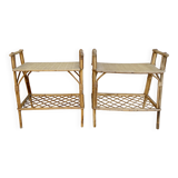 Pair of rattan bedside tables, 1960s-70s
