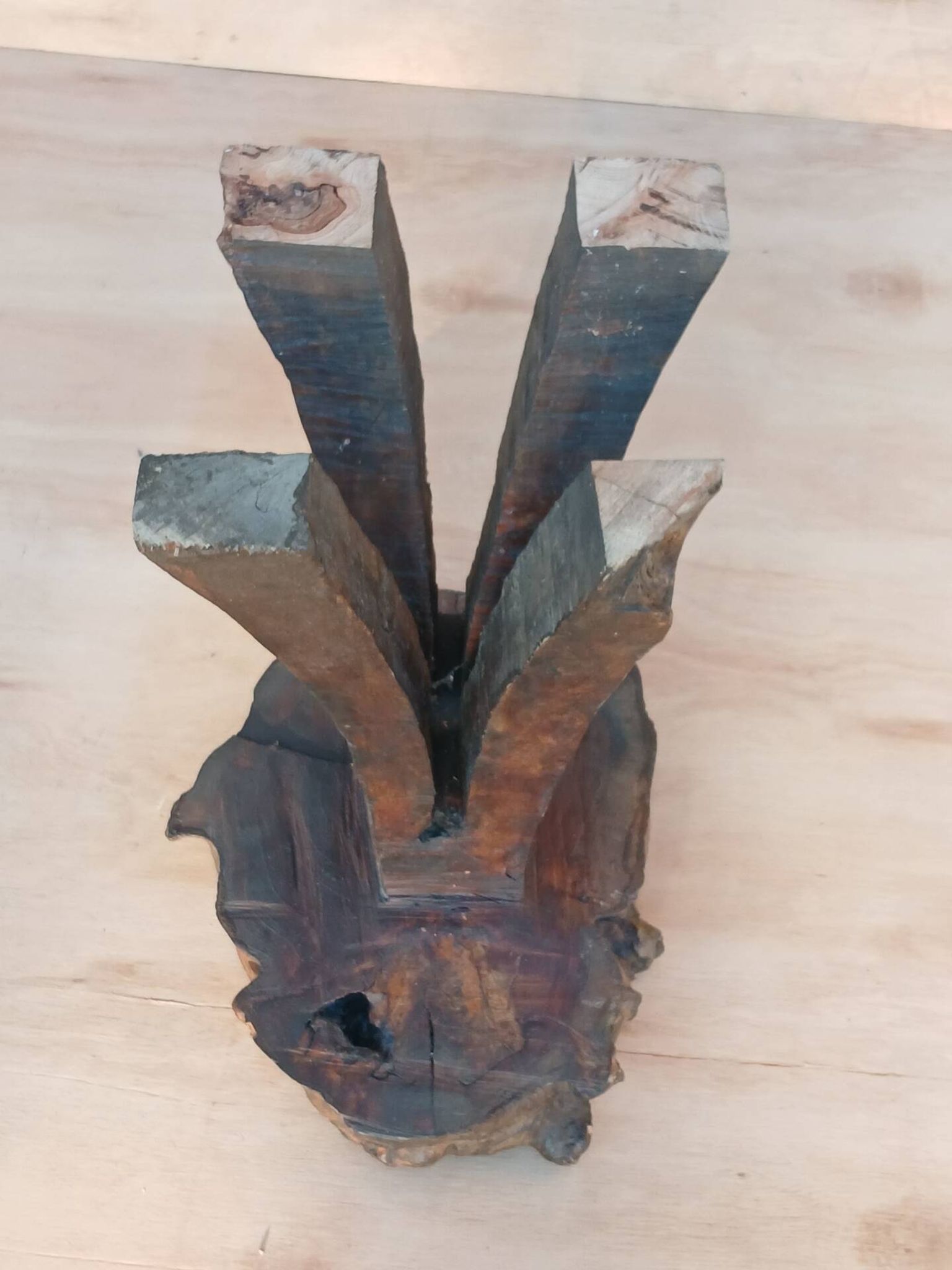 Brutalist oak stool