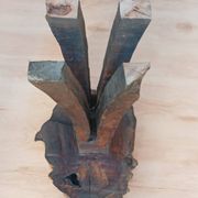 Brutalist oak stool