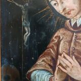 Antique painting on copper - Saint Charles Borromeo - Italian School, 17th century