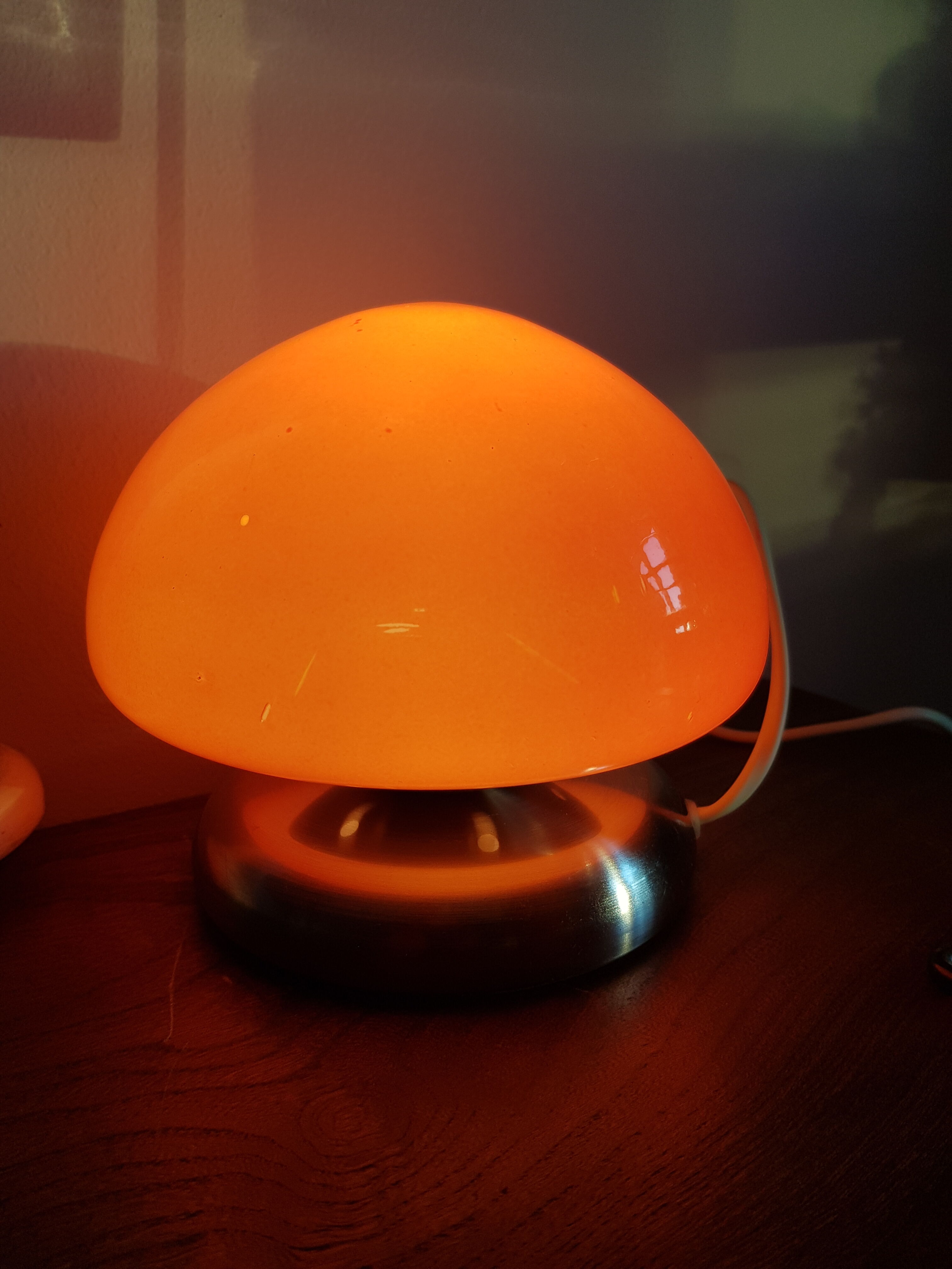 Lampe champignon tactile orange