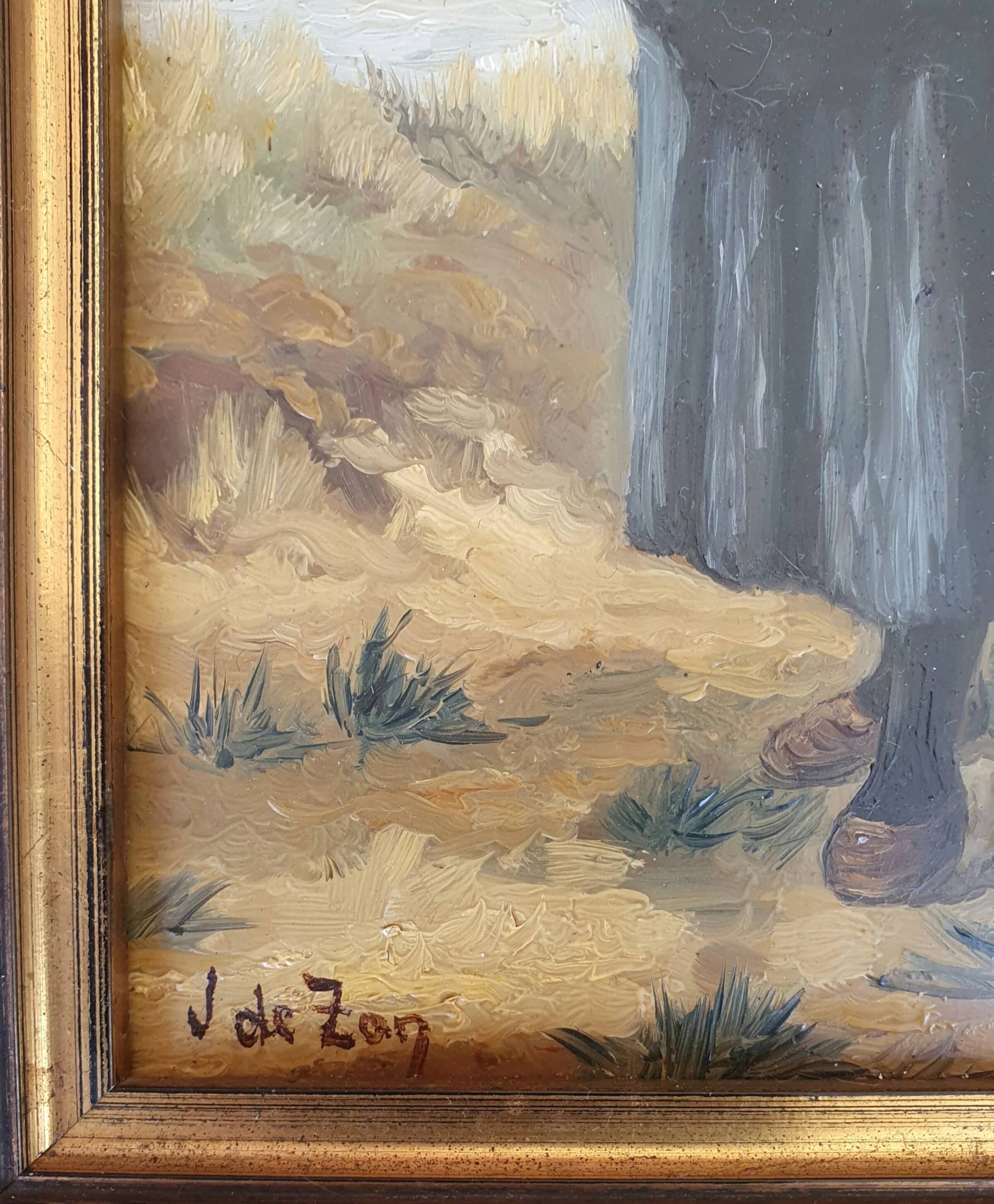 2 x Mother and child in the dunes, signed / J. de Zon (lower left) / oil on wood
