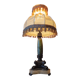 Lampe ancienne marbre vert et bronze – abat-jour à franges
