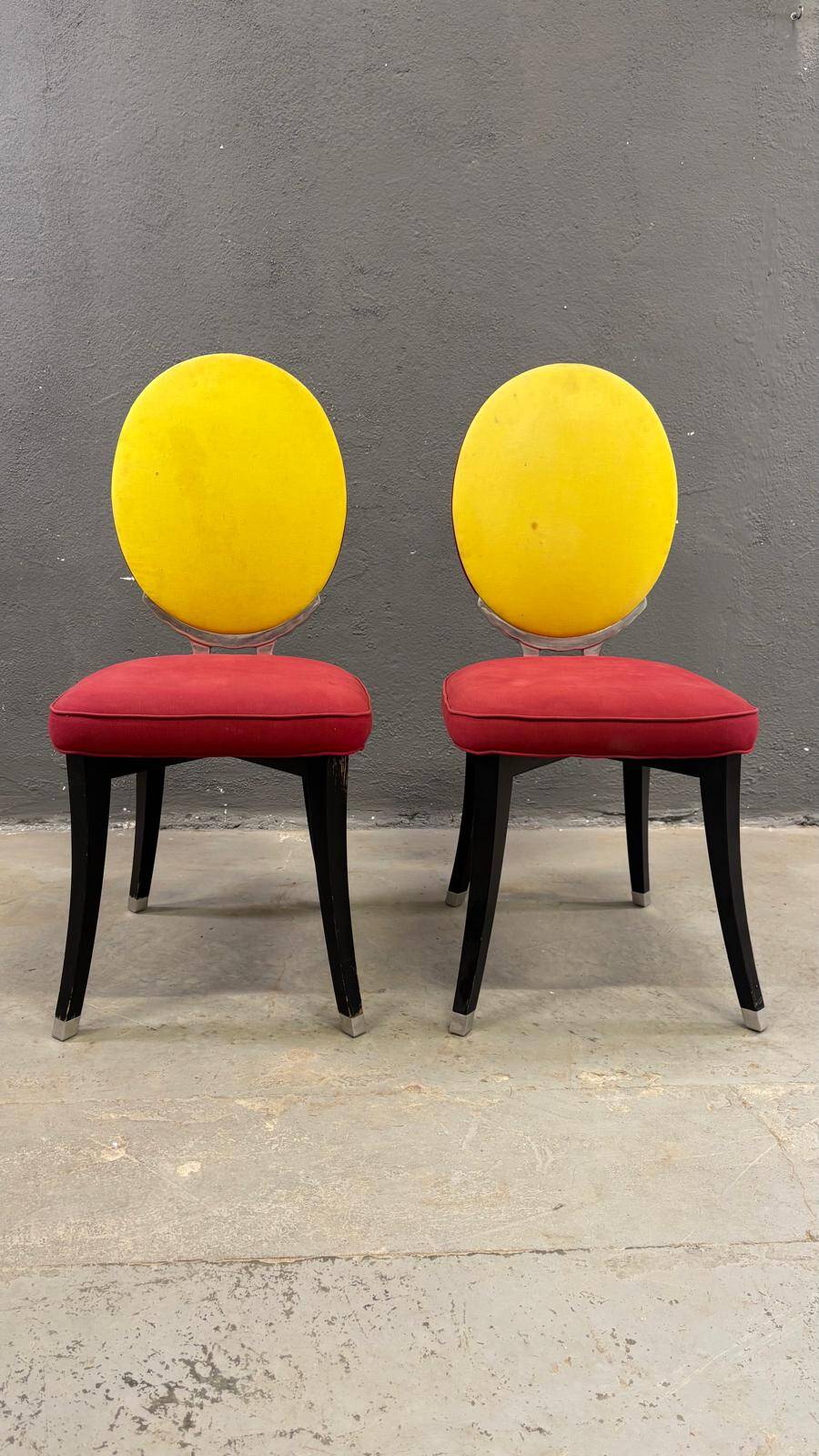 Pair of medallion chairs, Funny Valentine model, by Jean-Charles de Castelbajac, 20th century
