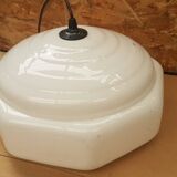 Old white plastic pendant lamp 1970s vintage