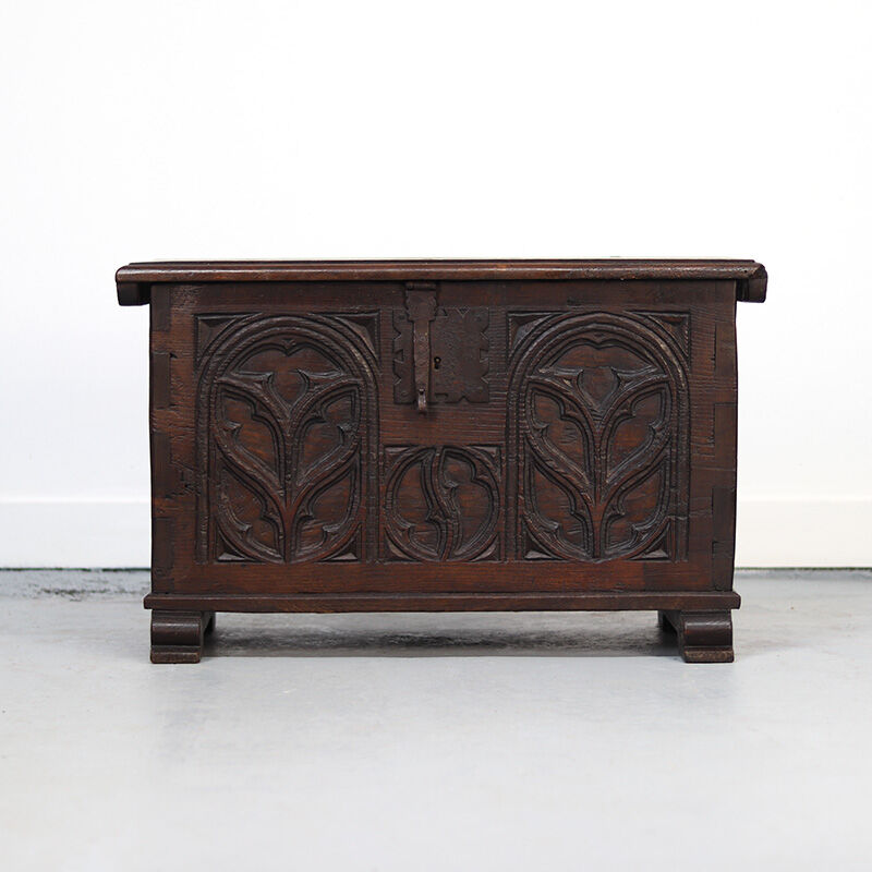 Spanish Gothic chest in old oak