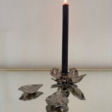 Silver metal flower ashtray candle holder
